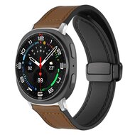 Leder- und Silikonarmband - Dunkelbraun - Samsung Galaxy Watch 8 Classic - 46mm