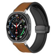 Leder- und Silikonarmband - Braun - Samsung Galaxy Watch 8 Classic - 46mm