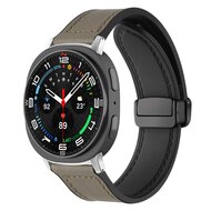 Leder- und Silikonarmband - Grau - Samsung Galaxy Watch 8 Classic - 46mm