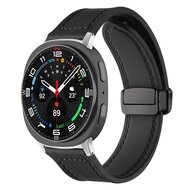 Leder- und Silikonarmband - Schwarz - Samsung Galaxy Watch 8 Classic - 46mm