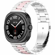 Edelstahl-Gliederarmband - Silber mit Ros&eacute;gold - Samsung Galaxy Watch 8 Classic - 46mm