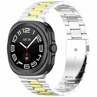Edelstahl-Gliederarmband - Silber mit Gold - Samsung Galaxy Watch 8 Classic - 46mm