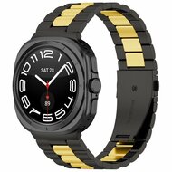 Edelstahl-Gliederarmband - Schwarz mit Gold - Samsung Galaxy Watch 8 Classic - 46mm