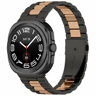 Edelstahl-Gliederarmband - Schwarz mit Champagner Gold - Samsung Galaxy Watch 8 Classic - 46mm