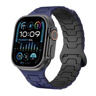 Dragon Scale Silikonarmband - Blau mit Schwarz - Geeignet f&uuml;r Apple Watch 44mm / 45mm / 46mm / 49mm