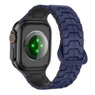 Dragon Scale Silikonarmband - Blau mit Schwarz - Geeignet f&uuml;r Apple Watch 44mm / 45mm / 46mm / 49mm
