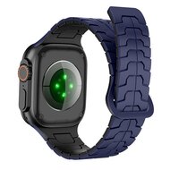 Dragon Scale Silikonarmband - Blau mit Schwarz - Geeignet f&uuml;r Apple Watch 44mm / 45mm / 46mm / 49mm