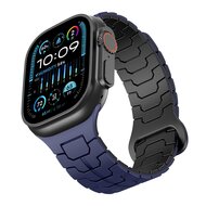 Dragon Scale Silikonarmband - Blau mit Schwarz - Geeignet f&uuml;r Apple Watch 44mm / 45mm / 46mm / 49mm