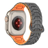 Dragon Scale Silikonarmband - Grau mit Orange - Geeignet f&uuml;r Apple Watch 44mm / 45mm / 46mm / 49mm