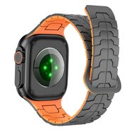Dragon Scale Silikonarmband - Grau mit Orange - Geeignet f&uuml;r Apple Watch 44mm / 45mm / 46mm / 49mm