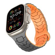 Dragon Scale Silikonarmband - Grau mit Orange - Geeignet f&uuml;r Apple Watch 44mm / 45mm / 46mm / 49mm