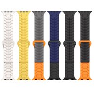 Dragon Scale Silikonarmband - Grau mit Orange - Geeignet f&uuml;r Apple Watch 44mm / 45mm / 46mm / 49mm
