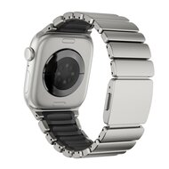 Premium-Edelstahl-/Silikonarmband - Titan mit Schwarz - Passend f&uuml;r Apple Watch 44mm / 45mm / 46mm / 49mm