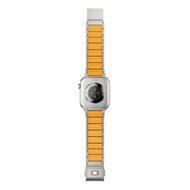Premium-Edelstahl-/Silikonarmband - Titan mit Orange - Geeignet f&uuml;r Apple Watch 44mm / 45mm / 46mm / 49mm