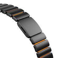 Premium-Edelstahl-/Silikonarmband - Schwarz mit Orange - Geeignet f&uuml;r Apple Watch 44mm / 45mm / 46mm / 49mm