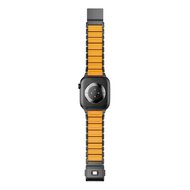 Premium-Edelstahl-/Silikonarmband - Schwarz mit Orange - Geeignet f&uuml;r Apple Watch 44mm / 45mm / 46mm / 49mm