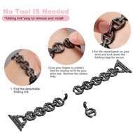 Metall-Leitergliederarmband - Schwarz - Passend f&uuml;r Apple Watch 38mm / 40mm / 41mm / 42mm