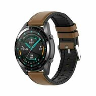 Leder- und Silikonarmband - Braun - Huawei Watch 5 - 46mm
