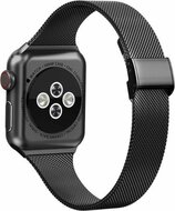 Milanaise Slim Fit Armband - Schwarz - Geeignet f&uuml;r Apple Watch 44mm / 45mm / 46mm / 49mm