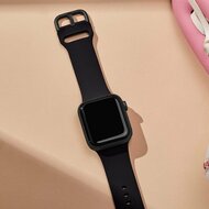 Weiches Silikonarmband mit Schnallenverschluss - Schwarz - Geeignet f&uuml;r Apple Watch 38mm / 40mm / 41mm / 42mm