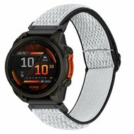 Elastisches Solo Loop Nylonarmband - Wei&szlig; mit Schwarz - Garmin Approach S60 &amp; S62 / Instinct / Instinct 2 (Solar)