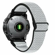Elastisches Solo Loop Nylonarmband - Wei&szlig; mit Schwarz - Garmin Fenix 7s/6s/5s / Instinct 2s / Epix Pro Gen 2 (42mm)