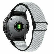 Elastisches Solo Loop Nylonarmband - Wei&szlig; mit Schwarz - Garmin Fenix 9 / 9 pro - 43mm