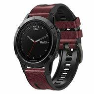 Leder- und Silikonarmband - Bordeaux - Garmin Fenix 9 / 9 pro - 47mm