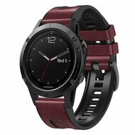 Leder- und Silikonarmband - Bordeaux - Garmin Fenix 9 / 9 pro - 51mm
