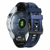 Leder + Silikonarmband - Blau - Garmin Instinct 3 / Instinct E - 45mm