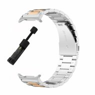 Edelstahl-Gliederarmband - Silber mit Champagnergold - Samsung Galaxy Watch 9 - 40mm / 44mm