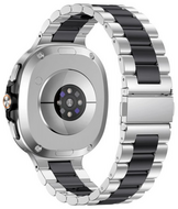 Edelstahl-Gliederarmband - Silber mit Schwarz - Samsung Galaxy Watch 9 - 40mm / 44mm