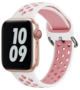 Silikon-Sportband mit Schnalle - Wei&szlig; + Pink - Geeignet f&uuml;r Apple Watch 42mm / 44mm / 45mm / 49mm