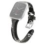 Fitbit Versa 1 / 2 &amp; Lite Armband TPU Leder - Blumendruck schwarz / grau