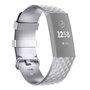 Fitbit Charge 3 &amp; 4 Silikonband mit Diamantmuster - Gr&ouml;&szlig;e: Klein - Silber