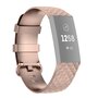 Fitbit Charge 3 &amp; 4 Silikonband mit Rautenmuster - Gr&ouml;&szlig;e: Gro&szlig; - Ros&eacute;gold