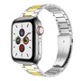 Stahlgliederarmband - Silber mit Gold - Passend f&uuml;r Apple Watch 42mm / 44mm / 45mm / 49mm