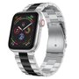 Stahlgliederarmband - Silber mit Schwarz - Passend f&uuml;r Apple Watch 42mm / 44mm / 45mm / 49mm