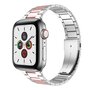 Stahlgliederarmband - Silber mit Rose - Passend f&uuml;r Apple Watch 42mm / 44mm / 45mm / 49mm