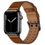 Lederarmband mit Doppelschlie&szlig;e - Braun mit schwarzer Schlie&szlig;e - Geeignet f&uuml;r Apple Watch 44mm / 45mm / 46mm / 49mm