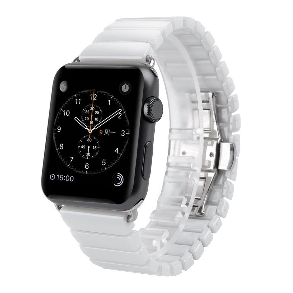 Gliederarmband Keramikband WeiB Geeignet fur Apple Watch 38mm 40mm 41mm 42mm Watcharmband shop