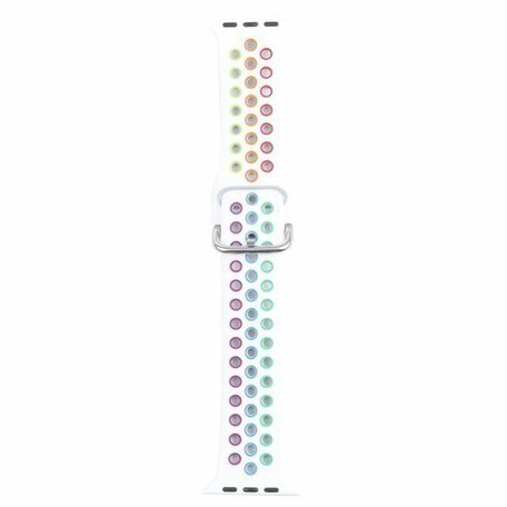 Silikon-Sportband mit Schnalle - Weiß + Multicolor - Geeignet für Apple Watch 38mm / 40mm / 41mm