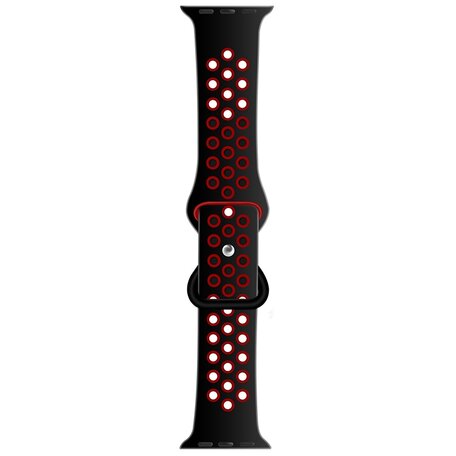 Sportarmband mit zusätzlicher Schlaufe - Schwarz + Rot - Geeignet für Apple Watch 38mm / 40mm / 41mm