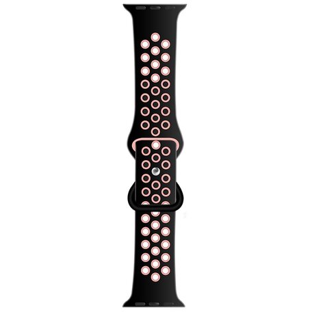 Sportarmband mit zusätzlicher Schlaufe - Schwarz + Pink - Geeignet für Apple Watch 38mm / 40mm / 41mm