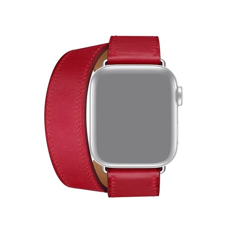 Double Leather Loop Armband - Rot - Geeignet für Apple Watch 38mm / 40mm / 41mm