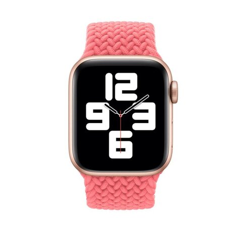 Geflochtenes Solo Loop Armband - Größe: L - Pink - Geeignet für Apple Watch 38mm / 40mm / 41mm