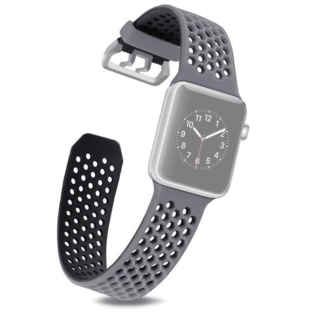Armband mit Löchern - 2 Farben - Grau mit Schwarz - Geeignet für Apple Watch 38mm / 40mm / 41mm
