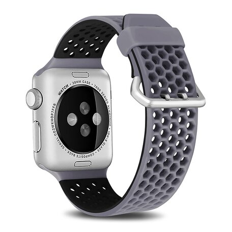 Armband mit Löchern - 2 Farben - Grau mit Schwarz - Geeignet für Apple Watch 38mm / 40mm / 41mm