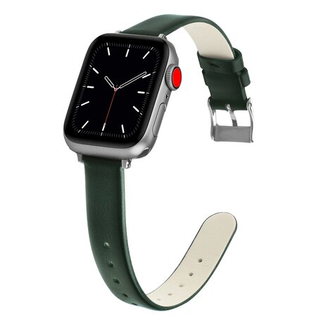 Leder Slim Fit Armband - Grün - Geeignet für Apple Watch 42mm / 44mm / 45mm / 49mm