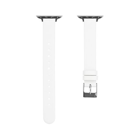 Leder Slim Fit Armband - Weiß - Geeignet für Apple Watch 42mm / 44mm / 45mm / 49mm